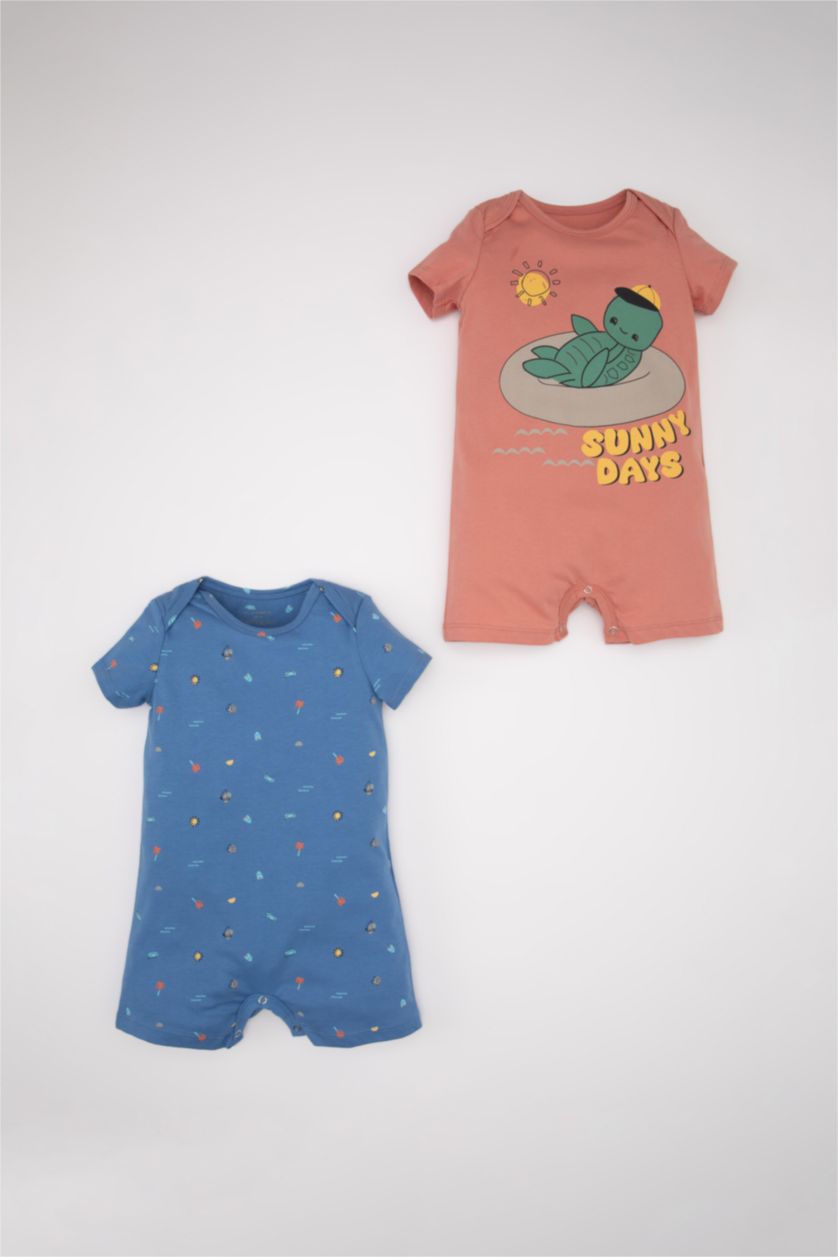 Baby Boy Dark Blue Baby Boy Newborn Printed Cotton 2 Piece Jumpsuit