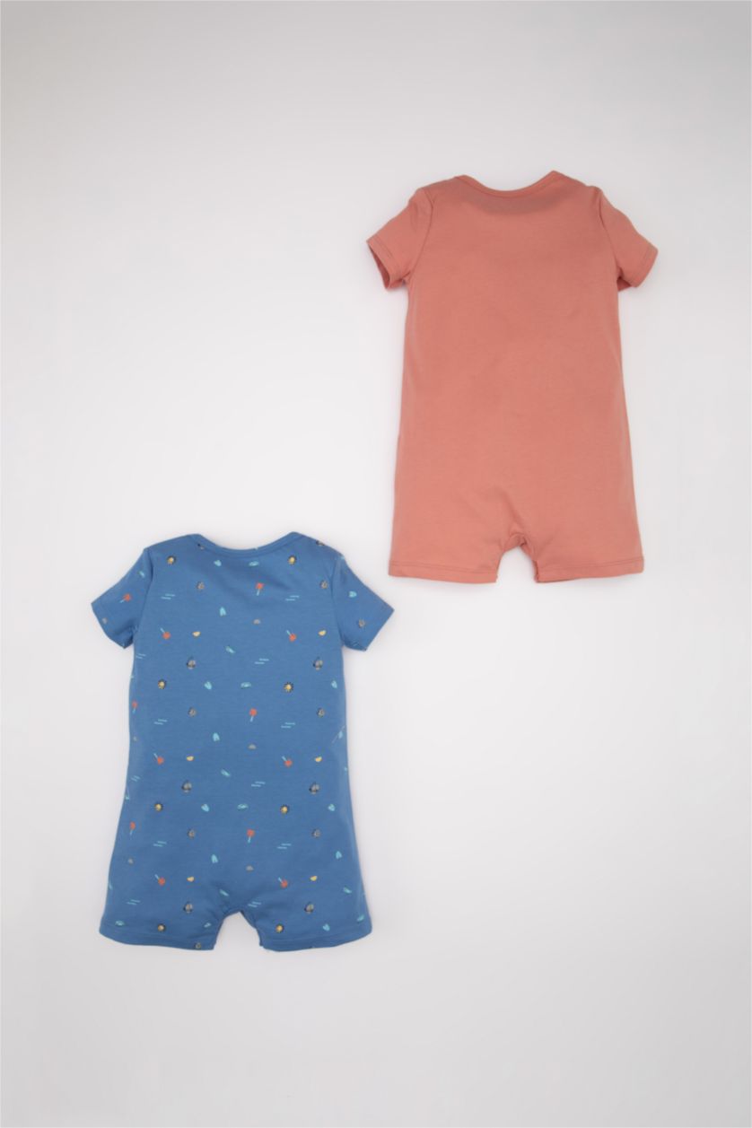 Baby Boy Dark Blue Baby Boy Newborn Printed Cotton 2 Piece Jumpsuit