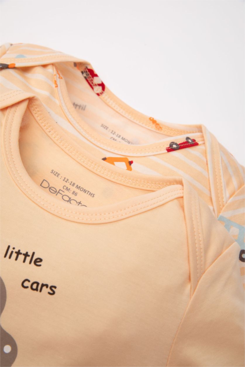BABY GIRL Salmon Baby Boy Newborn Vehicle Printed Cotton 2 Piece Jumpsuit