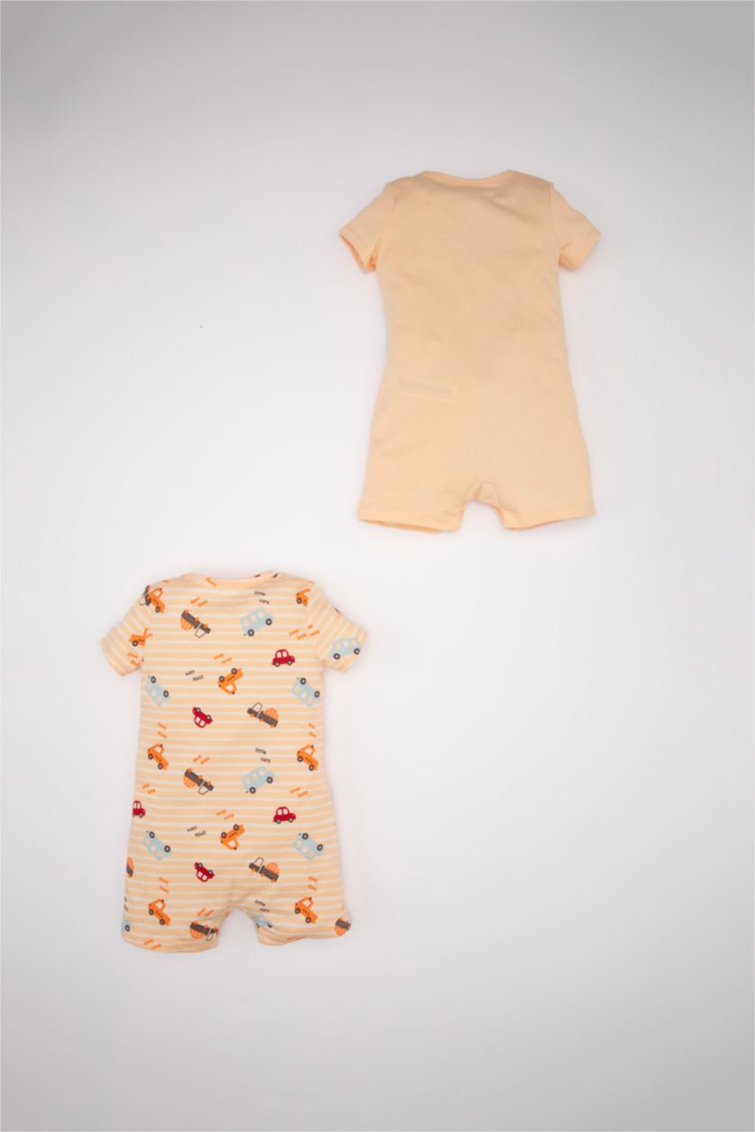 BABY GIRL Salmon Baby Boy Newborn Vehicle Printed Cotton 2 Piece Jumpsuit