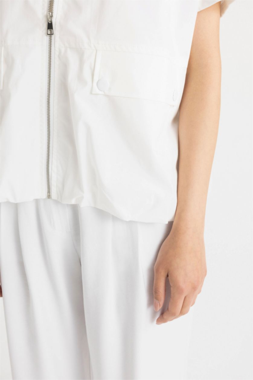 WOMAN White Poplin Zipper Vest