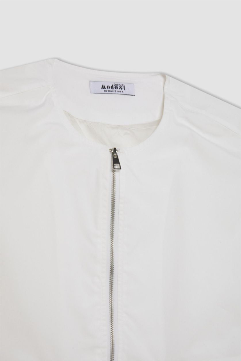 WOMAN White Poplin Zipper Vest