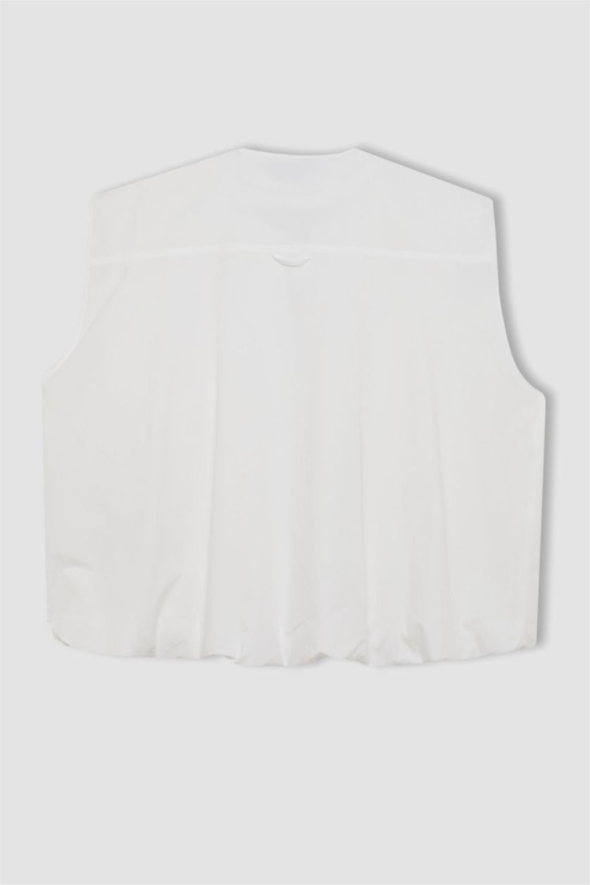WOMAN White Poplin Zipper Vest