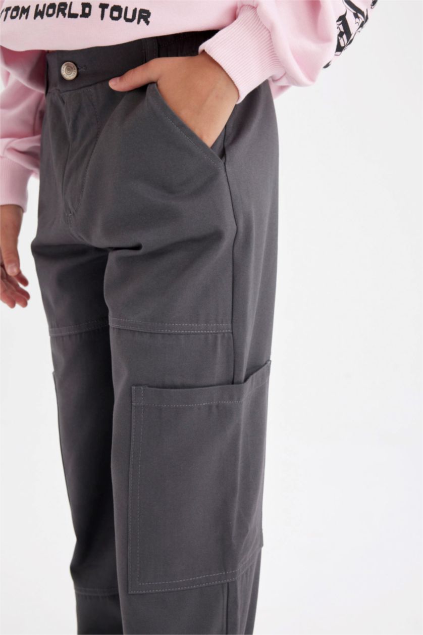 GIRLS & TEENS Anthracite Girl Parachute Cargo Cotton Trousers