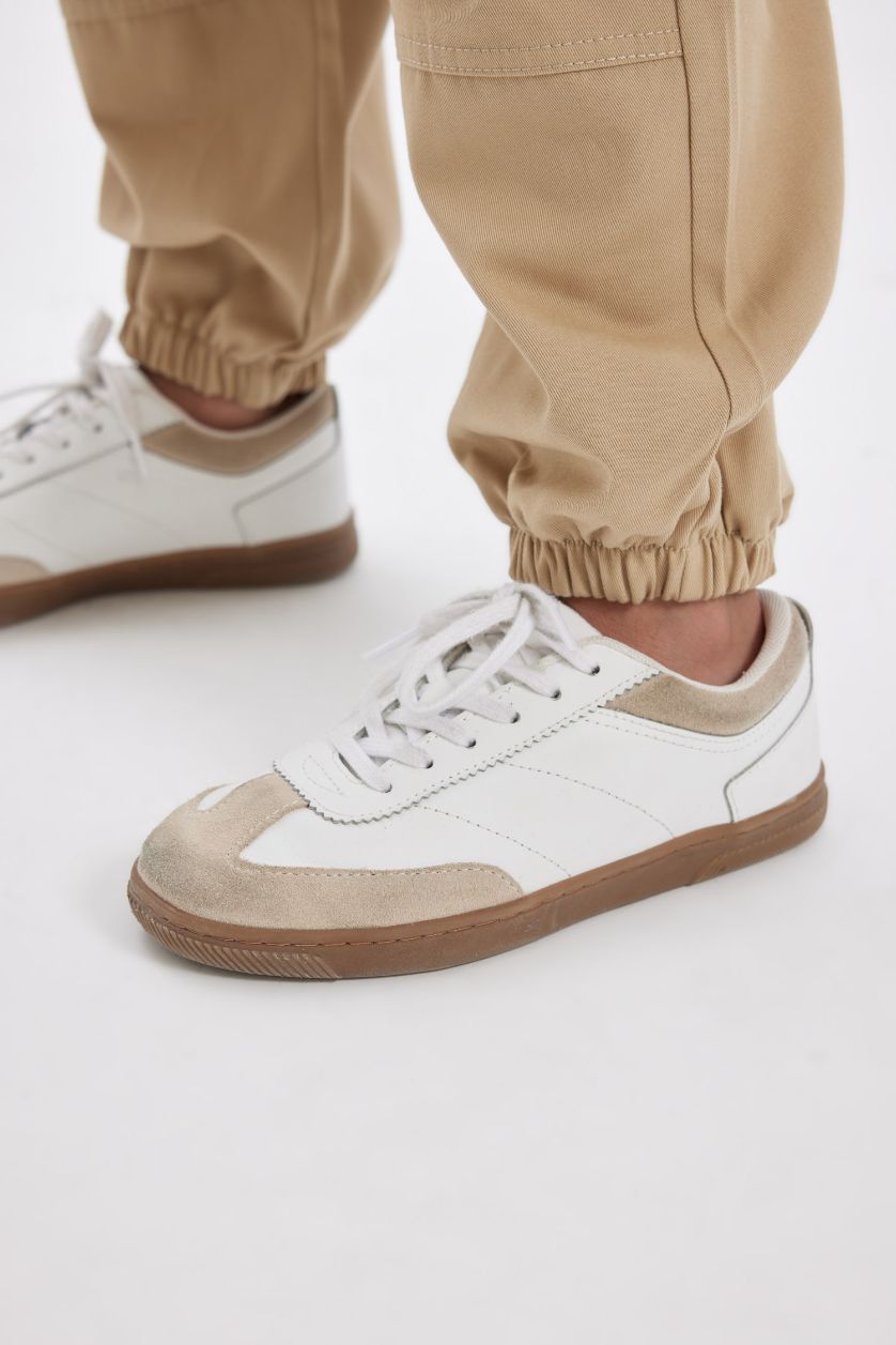 Kız Çocuk - Genç Kız Kum Kız Çocuk Kargo Cepli Beli ve Paçası Lastikli  Pamuklu Paraşüt Pantolon