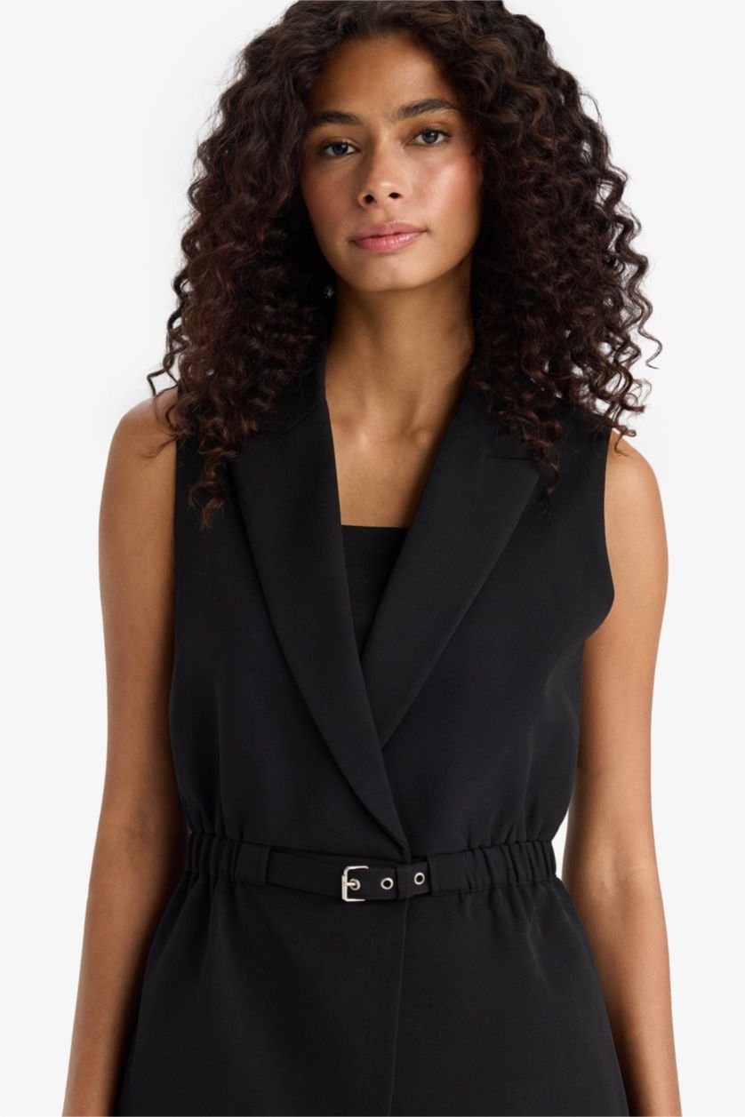 FEMME Noir Gilet Blazer à coupe ajustée