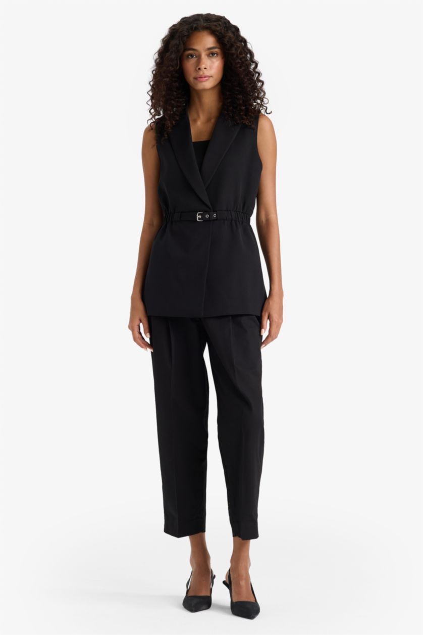 FEMME Noir Gilet Blazer à coupe ajustée