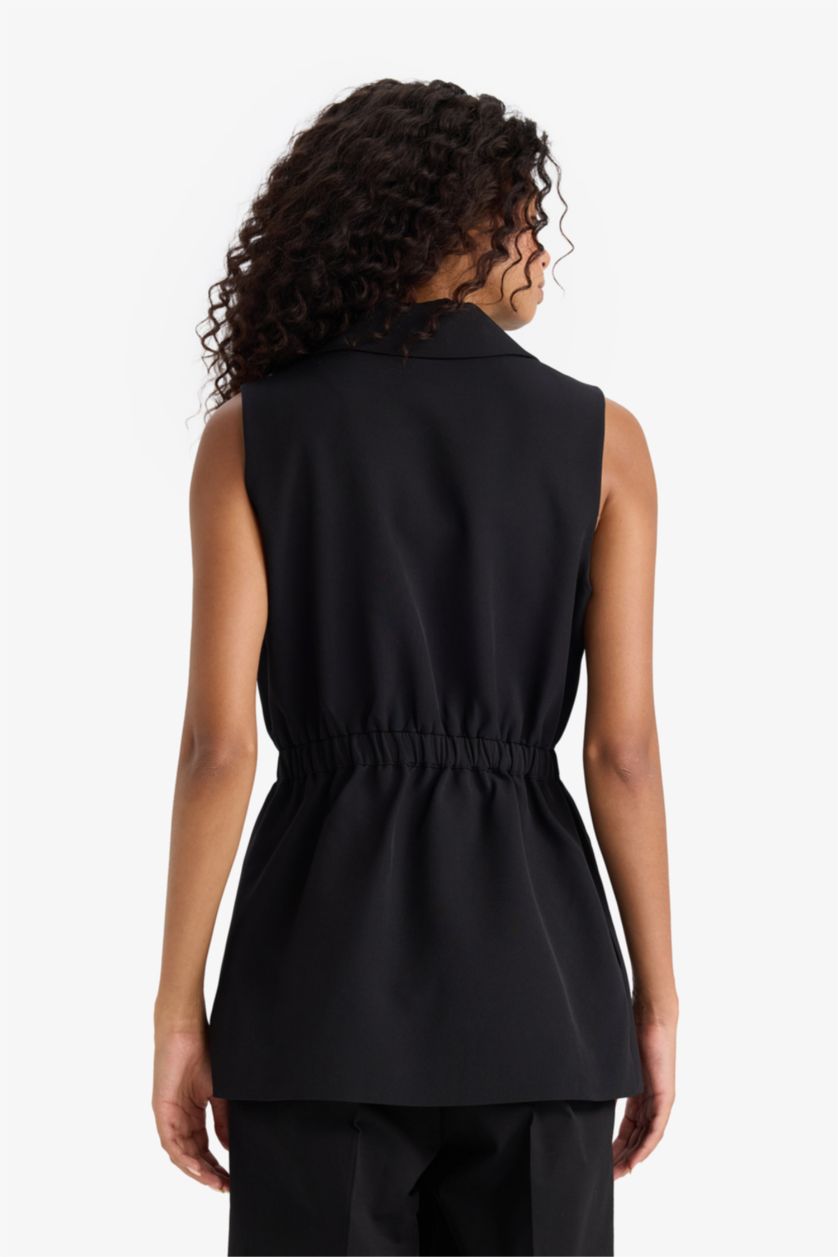 FEMME Noir Gilet Blazer à coupe ajustée
