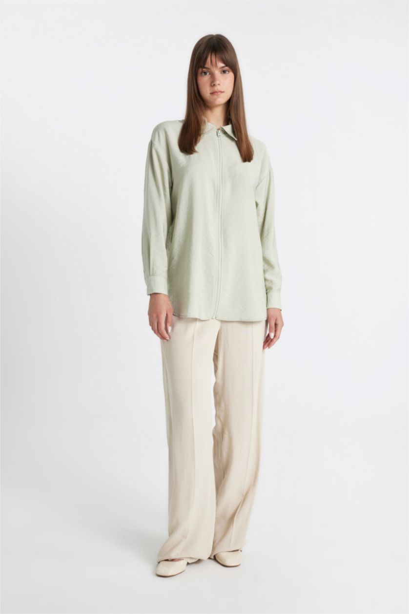 FEMME Bleu Tunique Coupe Relax à Manches Longues