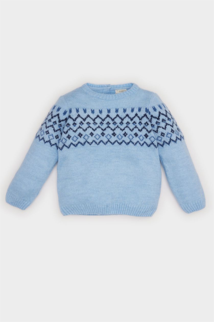 BABY BOY Blue Baby Boy Regular Fit Ethnic Patterned Pullover