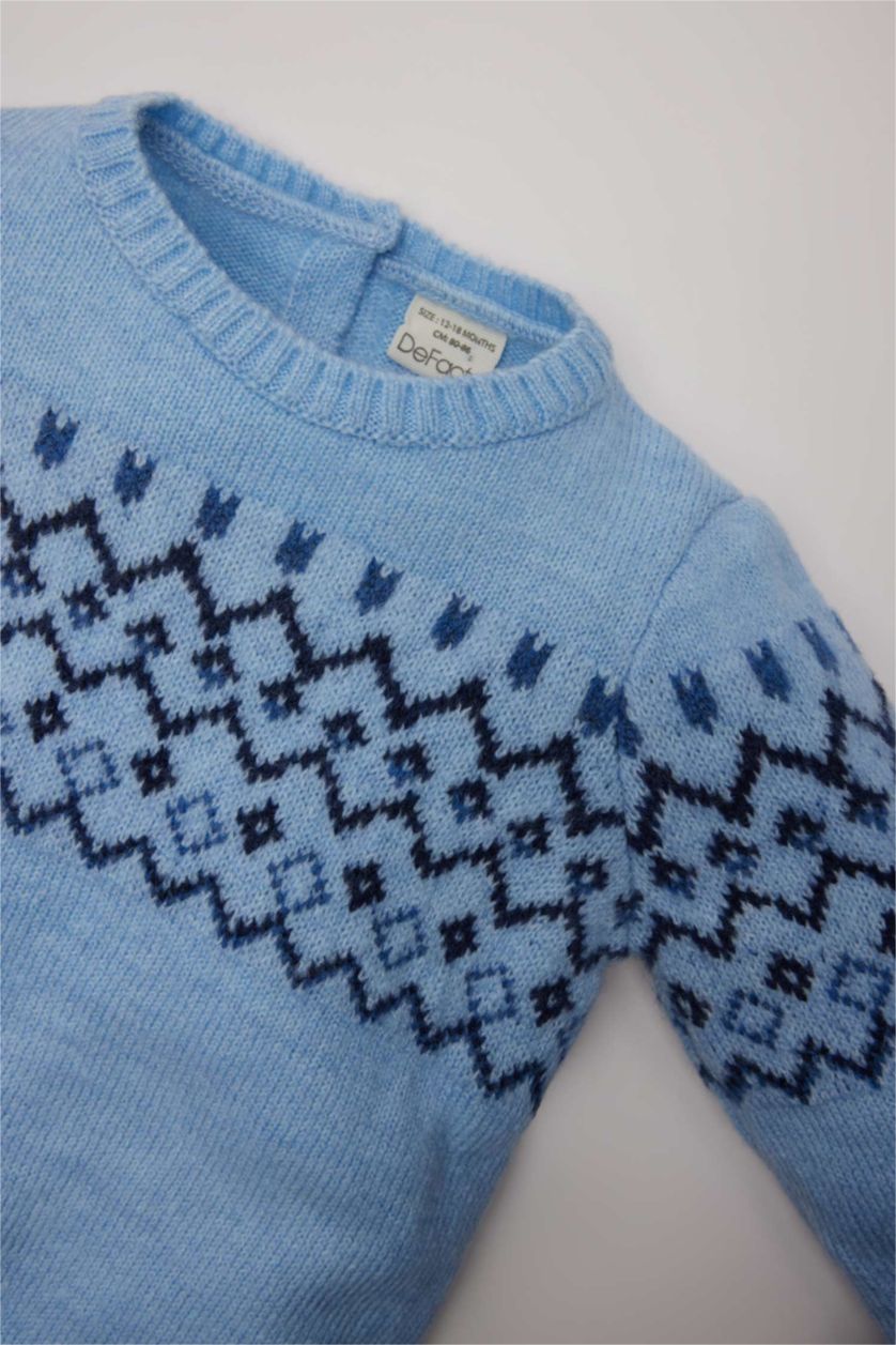 BABY BOY Blue Baby Boy Regular Fit Ethnic Patterned Pullover