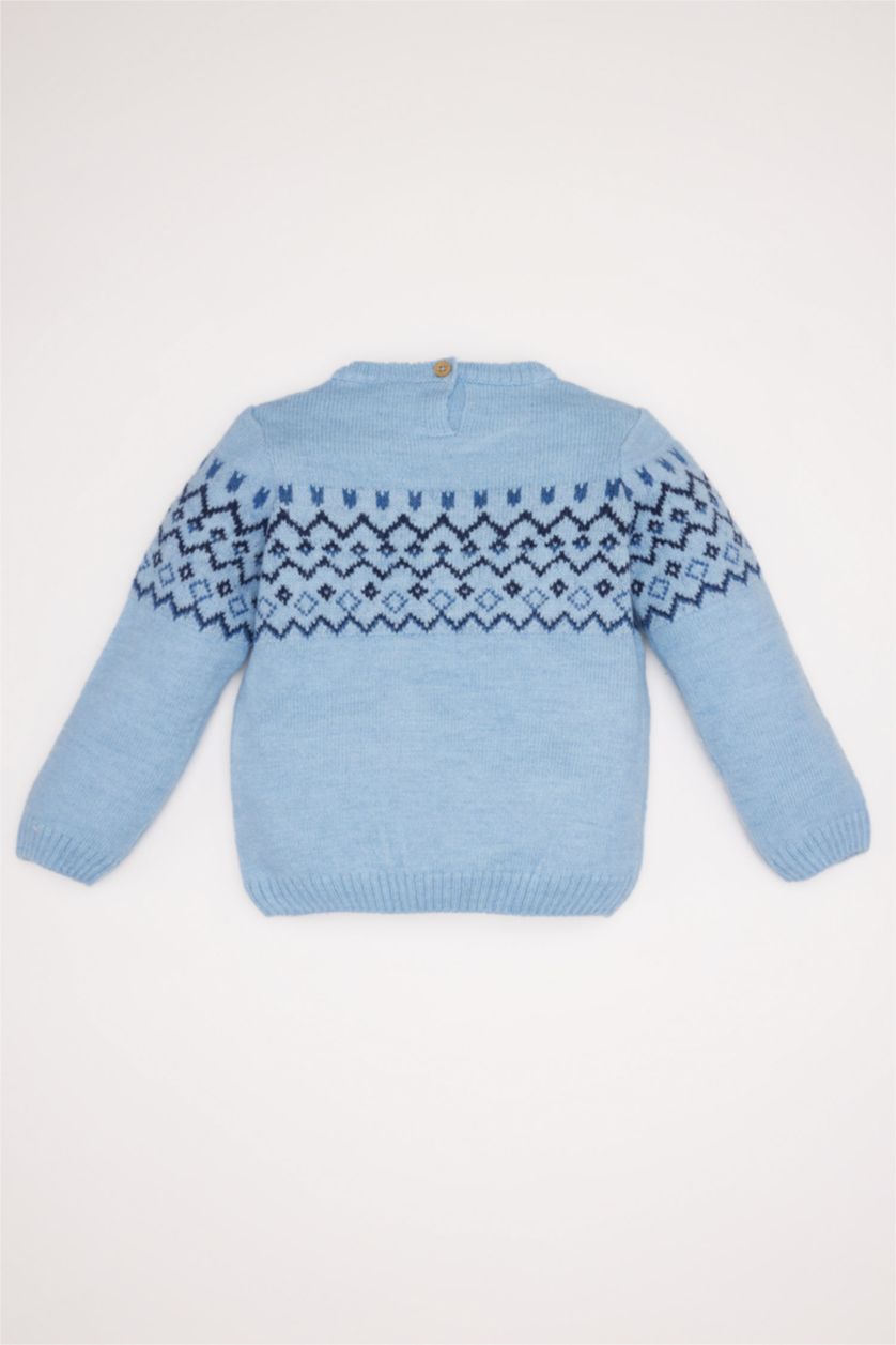 BABY BOY Blue Baby Boy Regular Fit Ethnic Patterned Pullover