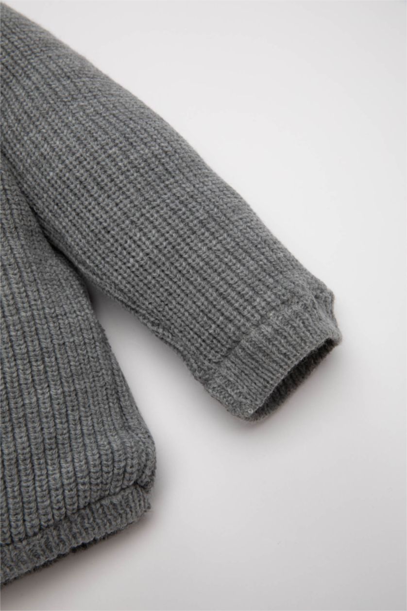 طفل صغير اللون الحجري كارديجان تريكو بيبي اولادي قصة عادية وبطانة فروية