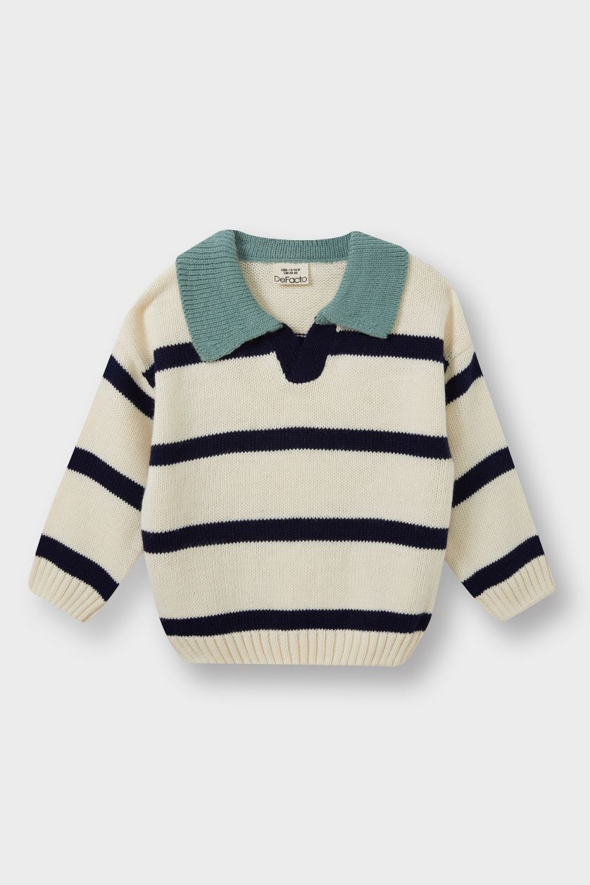 Baby Boy NAVY Baby Boy Regular Fit Striped Apache Neck Pullover