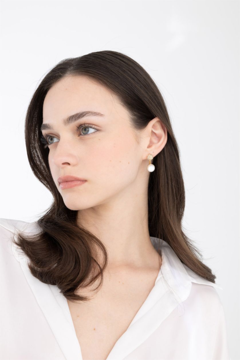 Kadın Beyaz Kadın İncili Silver Küpe