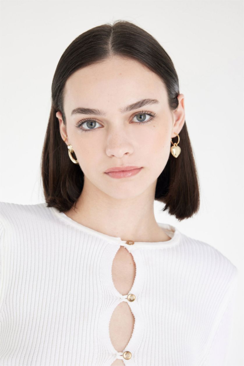 FEMME Altın Lot de 2 paires de Boucles d'oreilles cœur doré pour femme