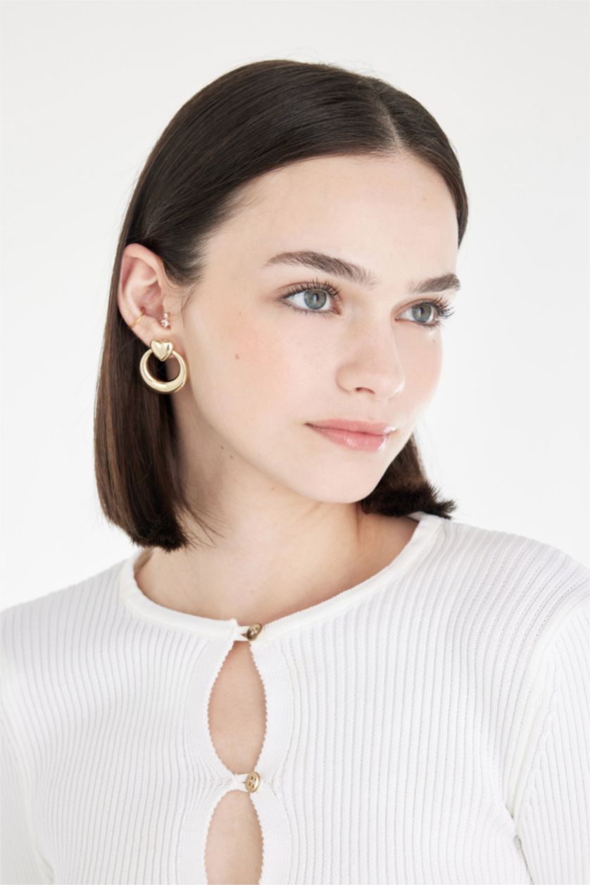 FEMME Altın Lot de 2 paires de Boucles d'oreilles cœur doré pour femme