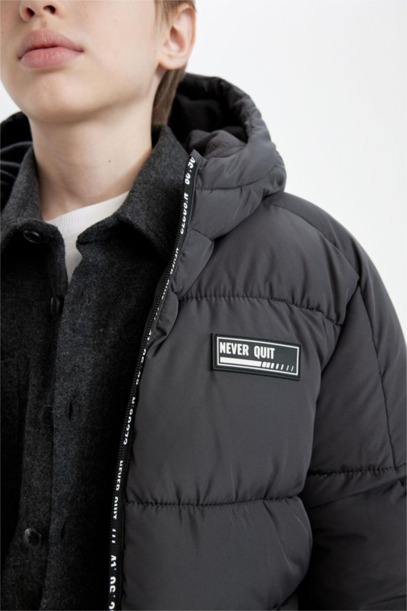 Erkek Çocuk - Genç Erkek Meşe Yeşili Su Geçirmez Kapüşonlu Parka Erkek Çocuk