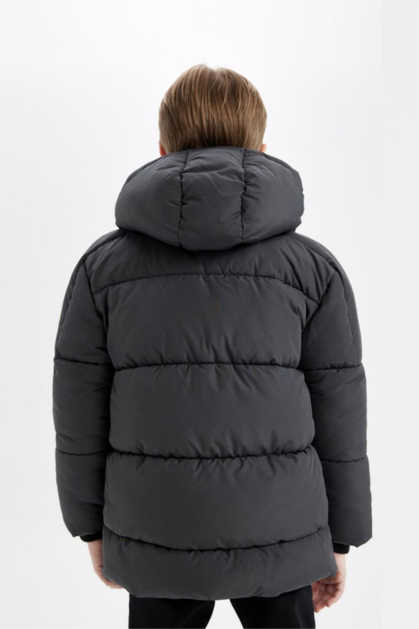 Erkek Çocuk - Genç Erkek Meşe Yeşili Su Geçirmez Kapüşonlu Parka Erkek Çocuk