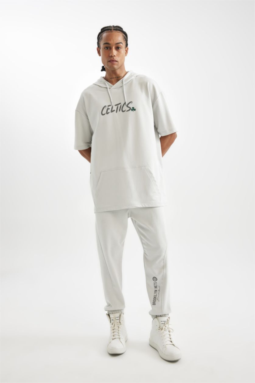 Erkek Açık Gri Standart Fıt Skuba Dalgıç Kumaş Jogger