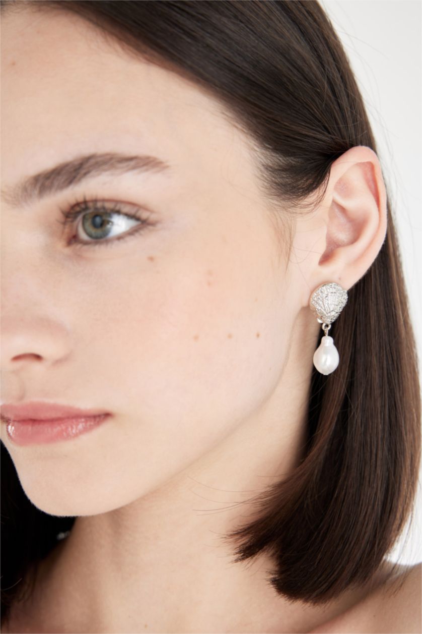 نساء Gümüş حلق نسائي باللؤلؤ