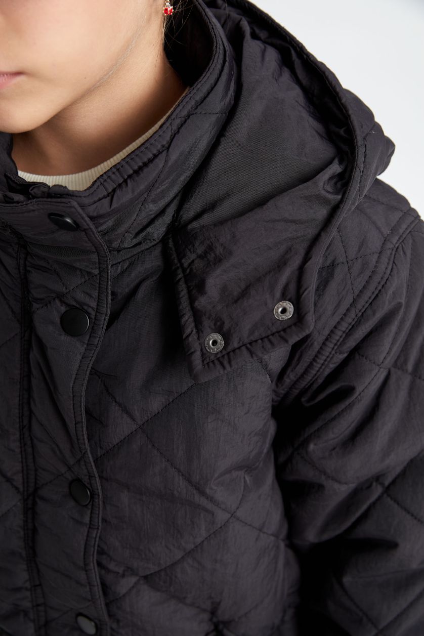 FILLES Noir Manteau à Capuche Oversize pour Fille