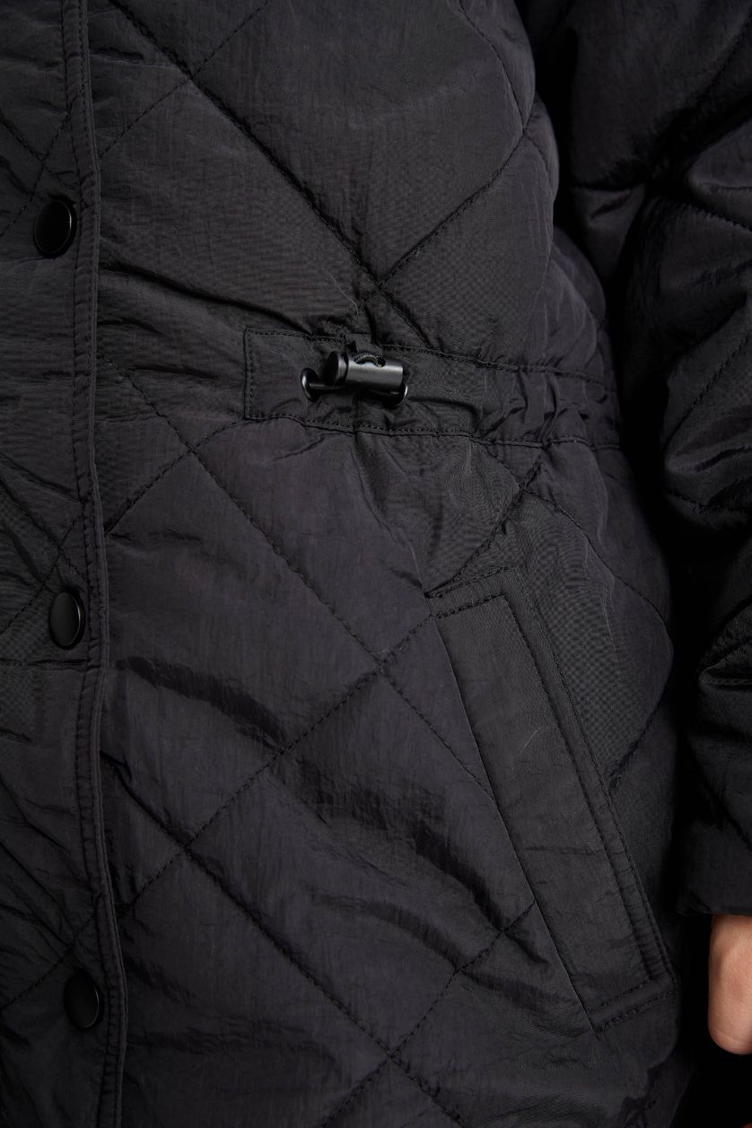 FILLES Noir Manteau à Capuche Oversize pour Fille