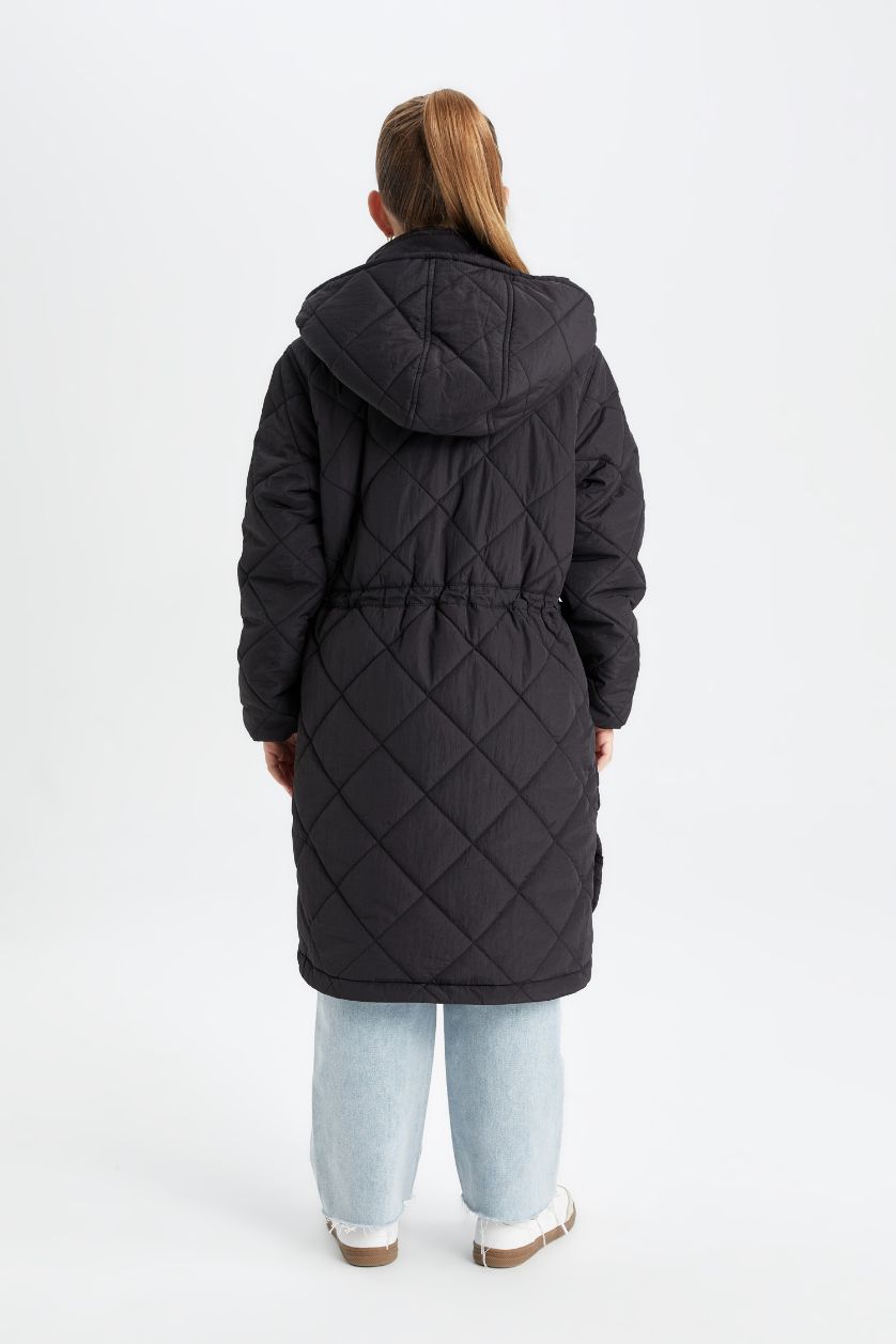 FILLES Noir Manteau à Capuche Oversize pour Fille