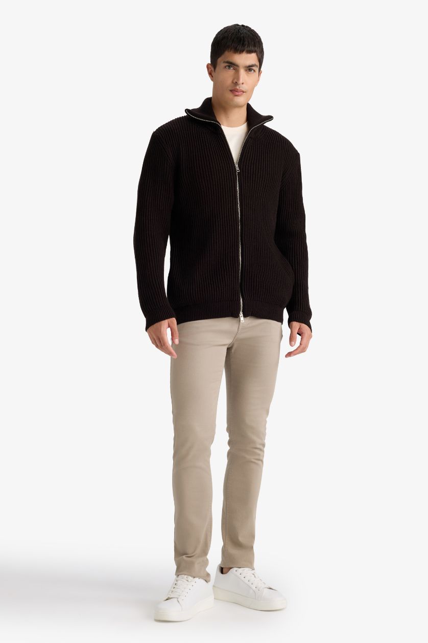 MAN Brown Standard Fit Turtleneck Knitwear Cardigan