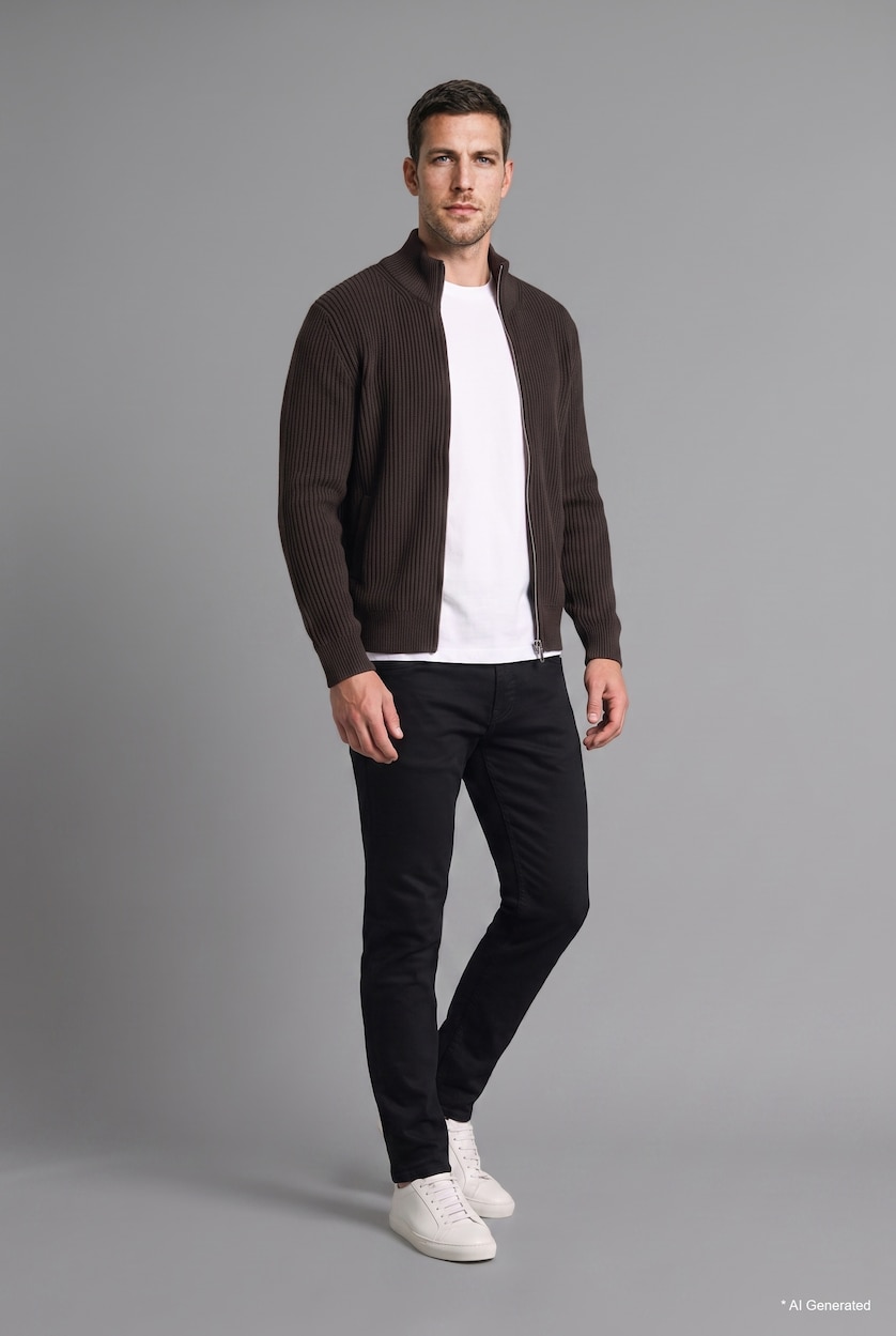 رجال بني Standard Fit Knitwear Cardigan