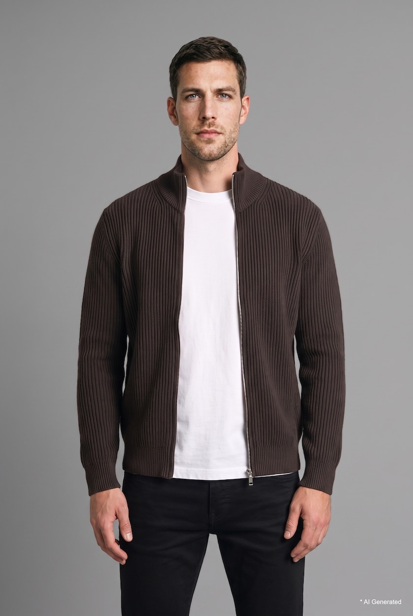 رجال بني Standard Fit Knitwear Cardigan