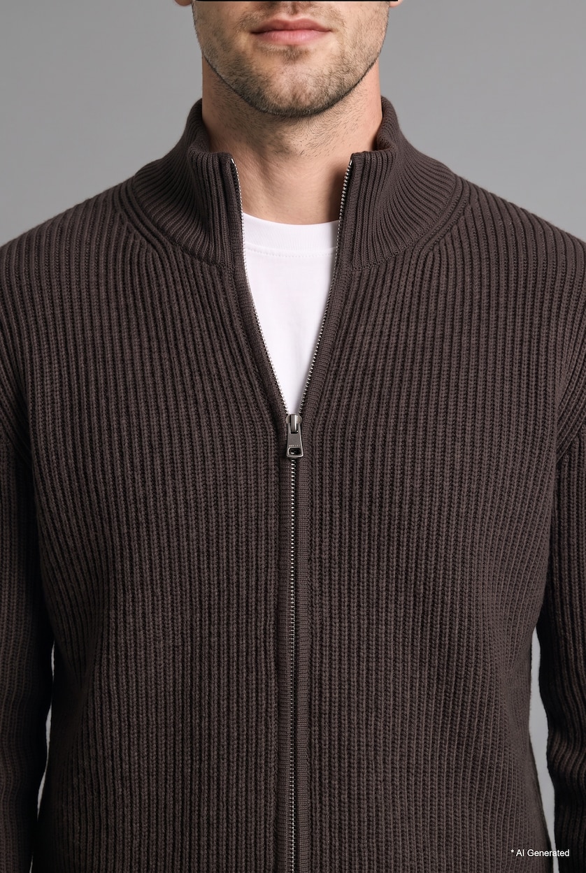 رجال بني Standard Fit Knitwear Cardigan