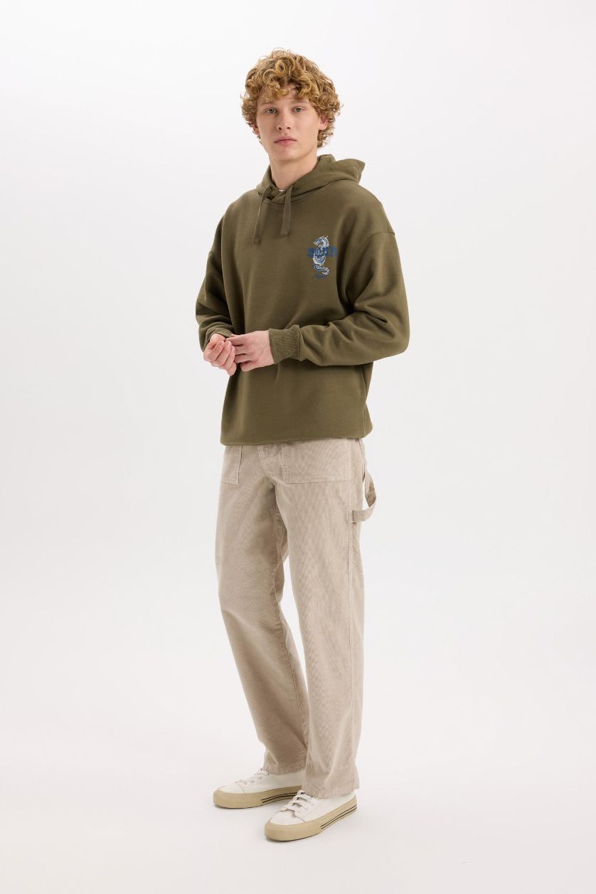 MAN Sand Wide Leg Regular Hem Velvet Trousers