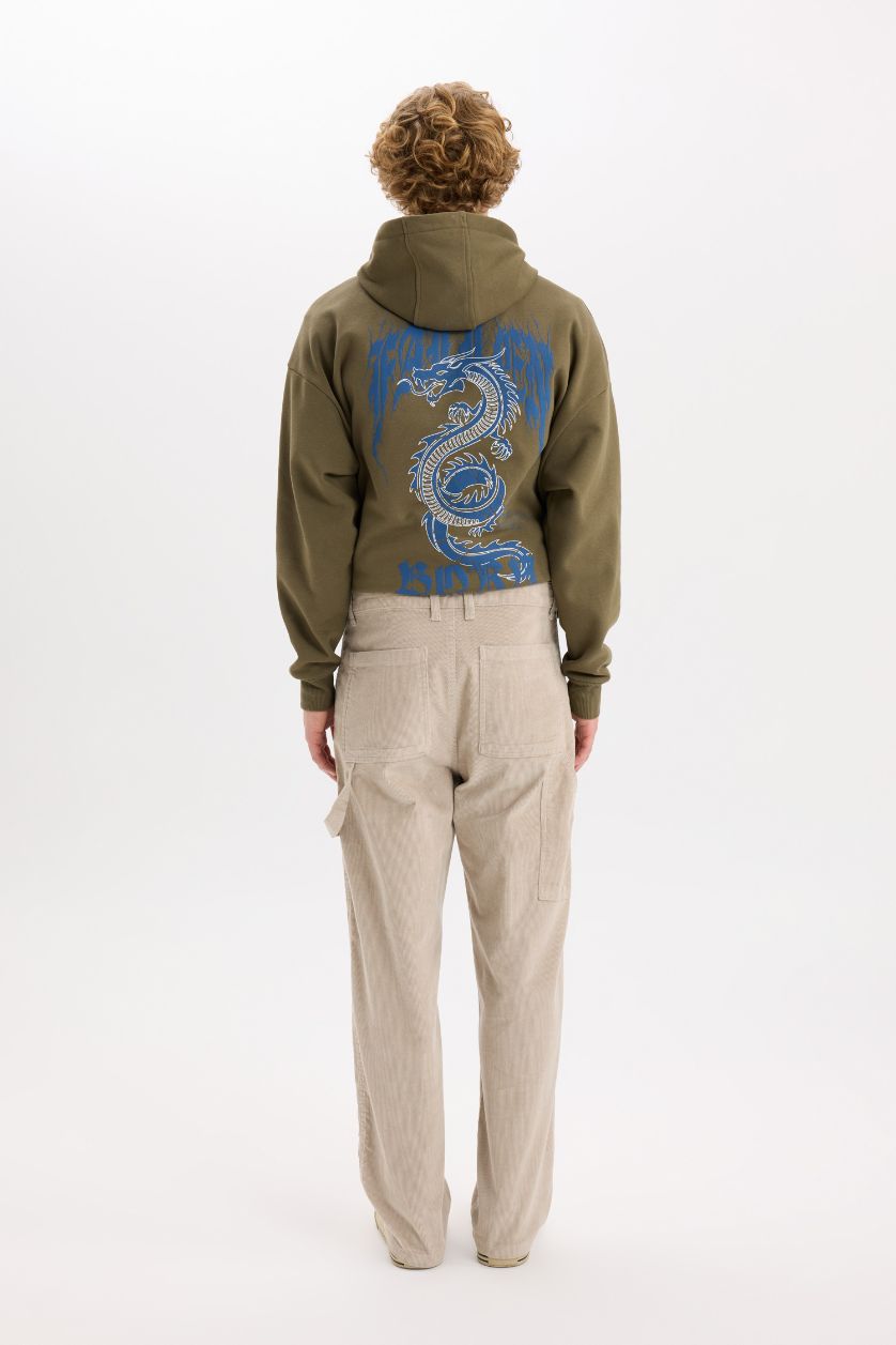 MAN Sand Wide Leg Regular Hem Velvet Trousers