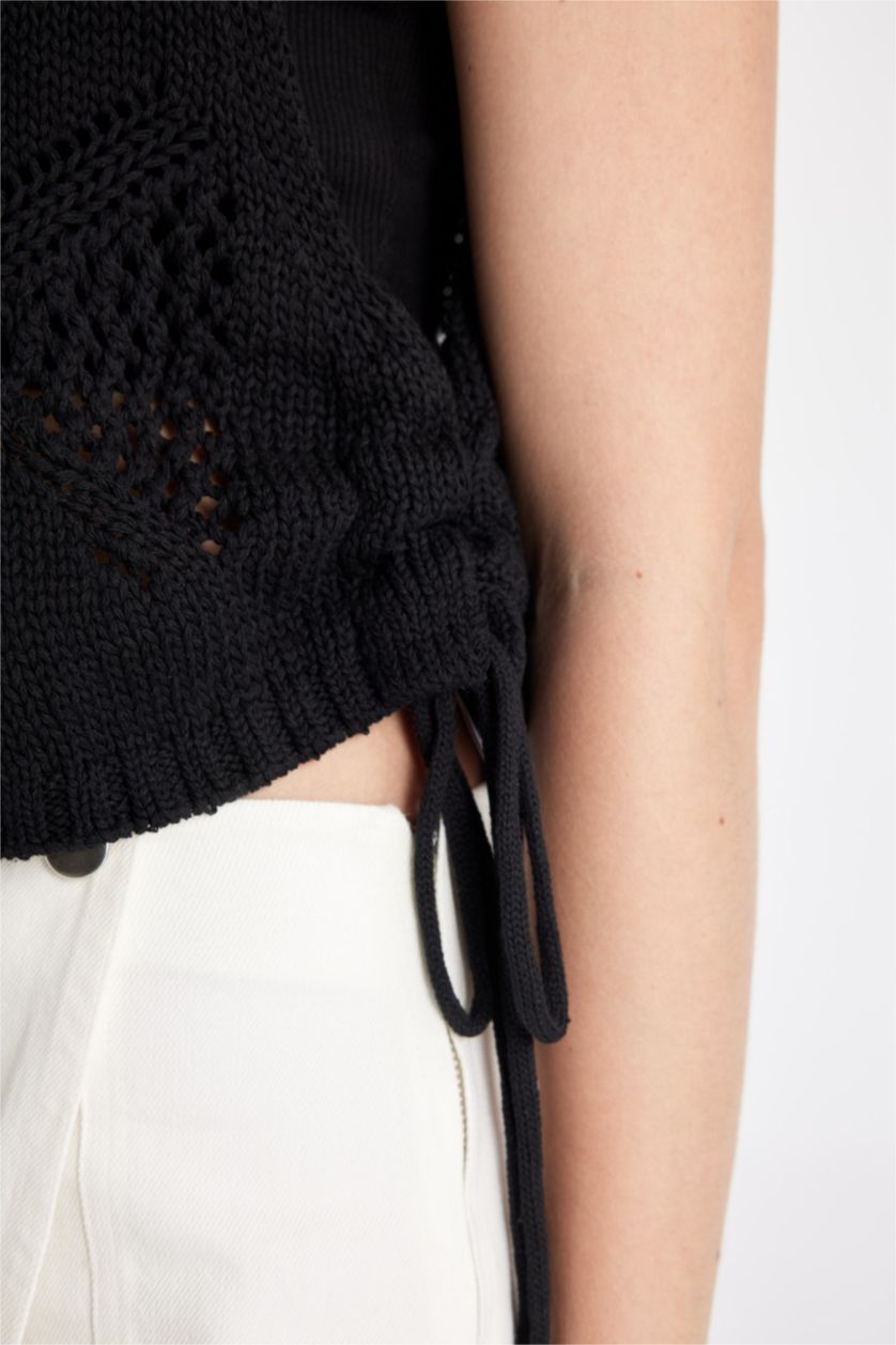 FEMME Noir Débardeur en tricot à col rond Coupe Régulière