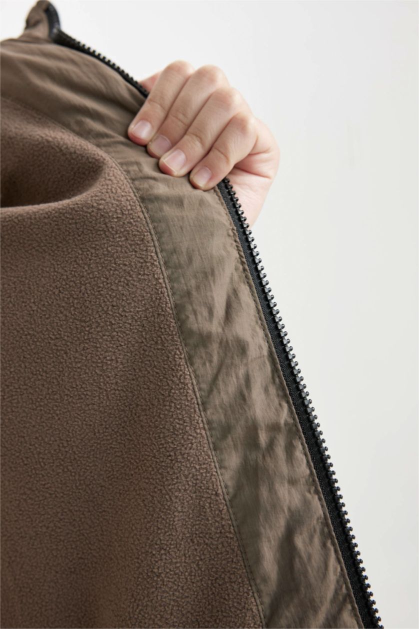 GARÇONS Kaki Jacket Doudoune à capuche déperlant avec doublure en polaire pour Garçon