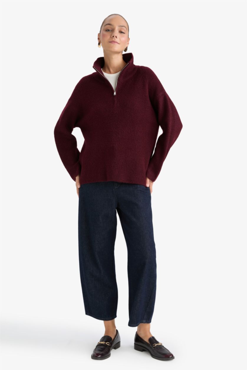 Женщины Бордовый Relax Fit Knitwear Pullover