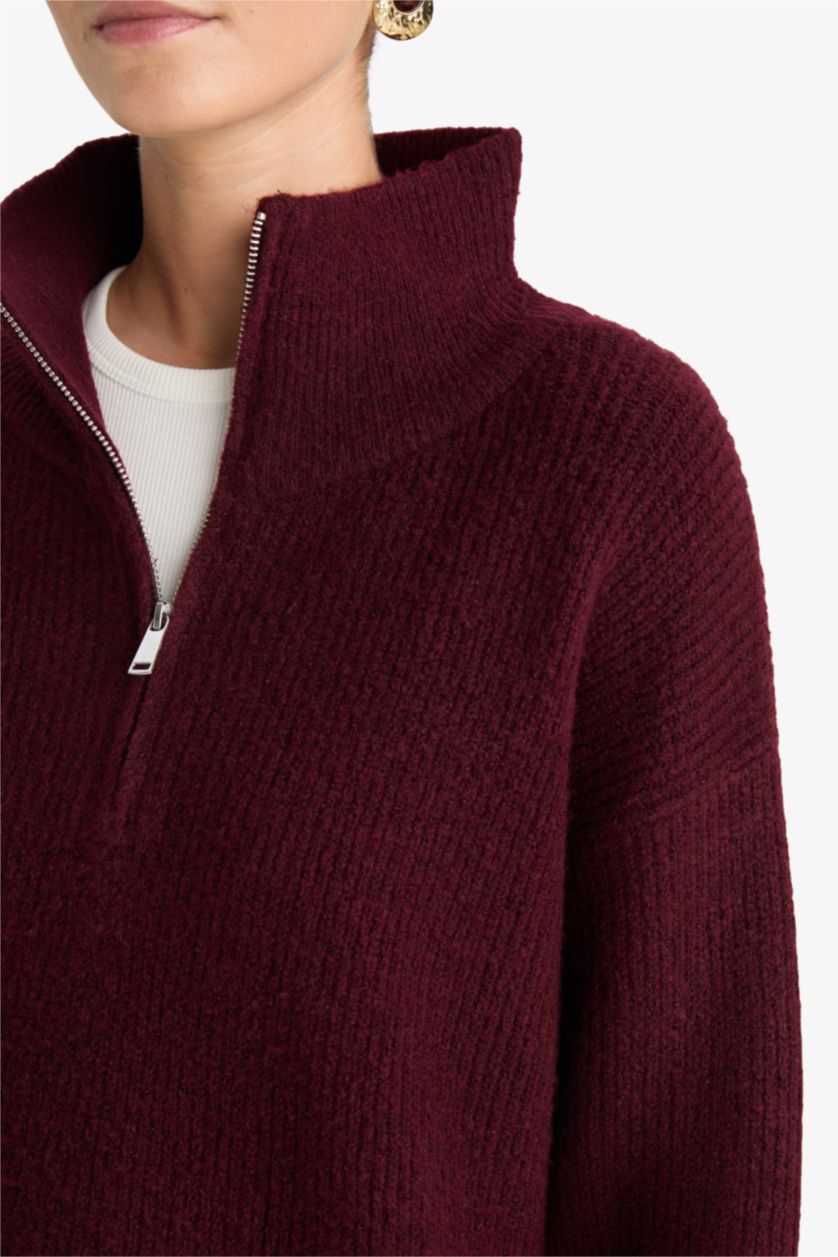 Женщины Бордовый Relax Fit Knitwear Pullover