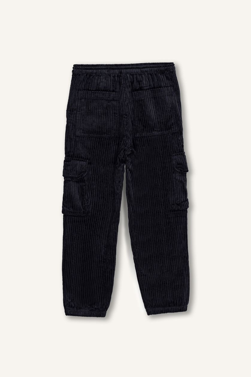 BOYS & TEENS Anthracite Boy Velvet Cargo Joggers
