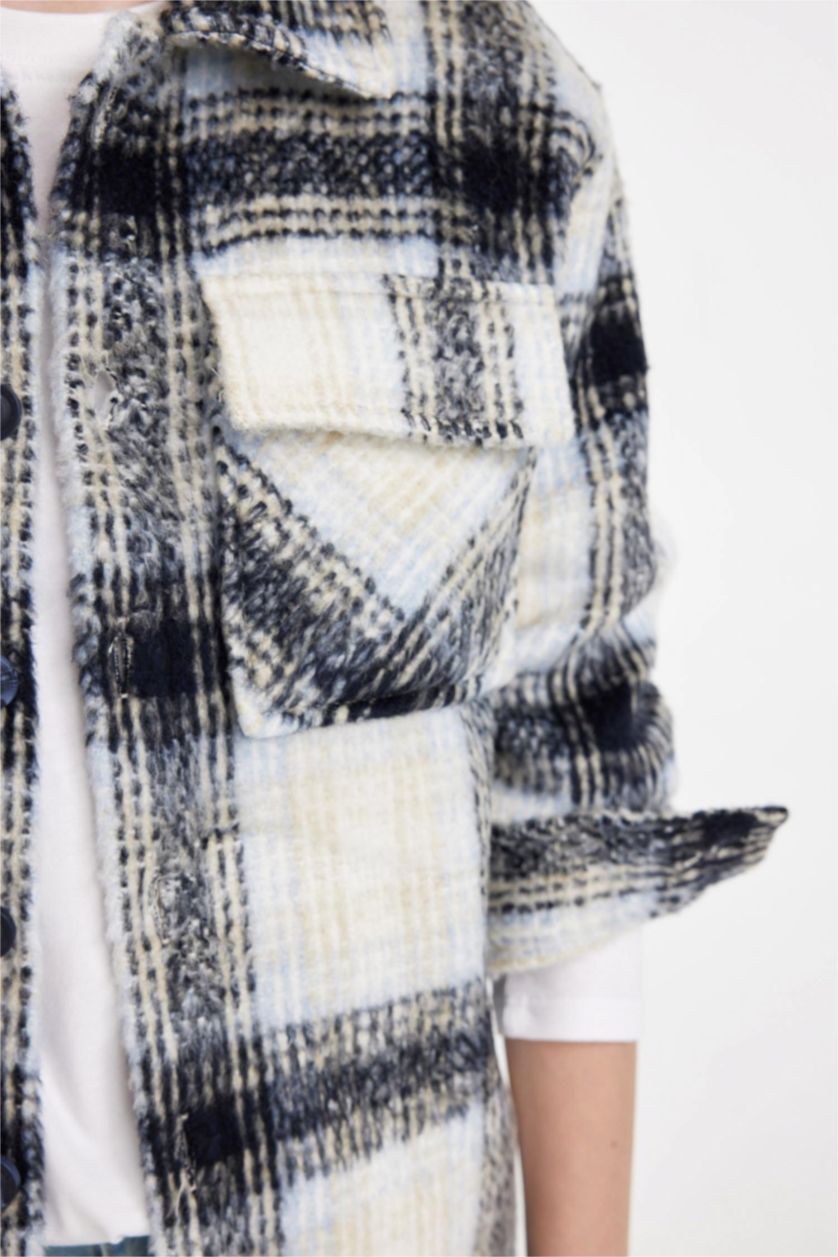 Мальчики и подростки Синий Рубашка оверсайз с ждинным рукавом для мальчиков