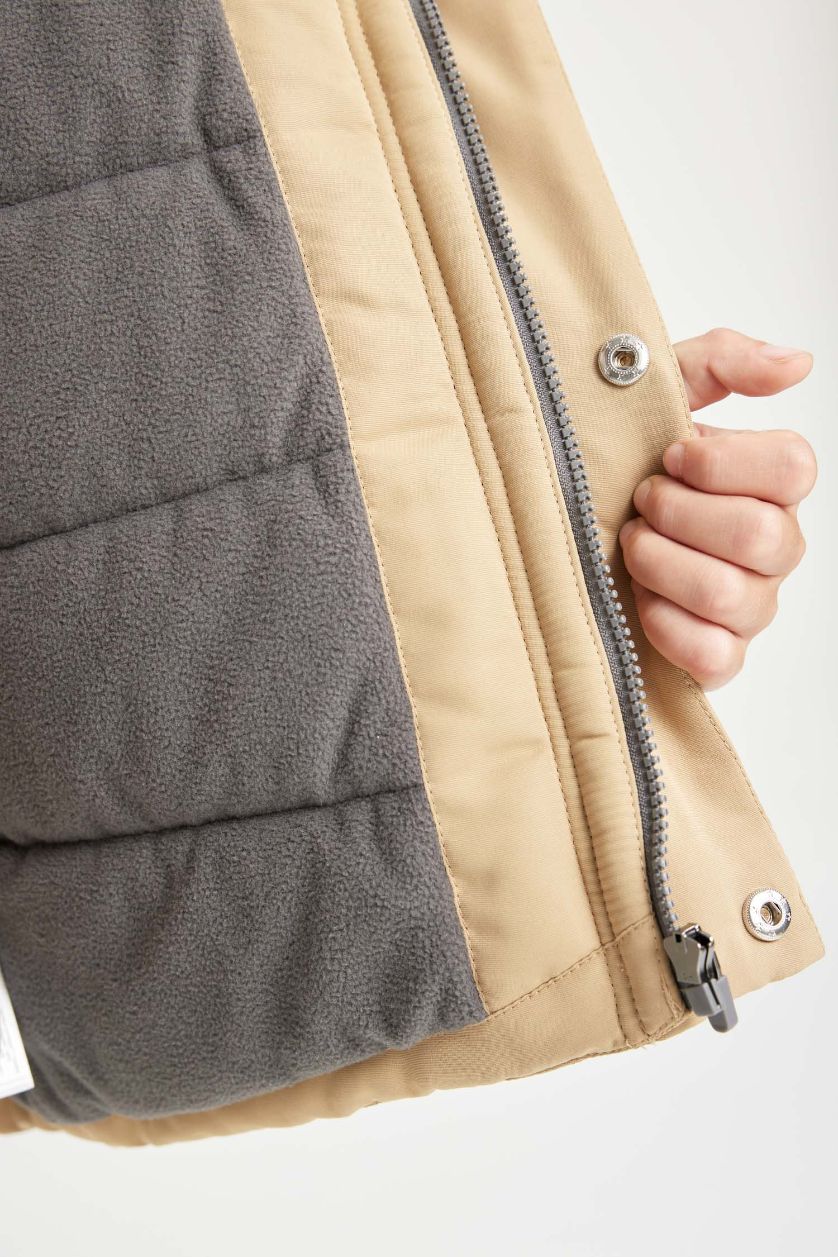 Erkek Çocuk - Genç Erkek Taş Su Geçirmez Kapüşonlu Polar Astarlı Parka Erkek Çocuk