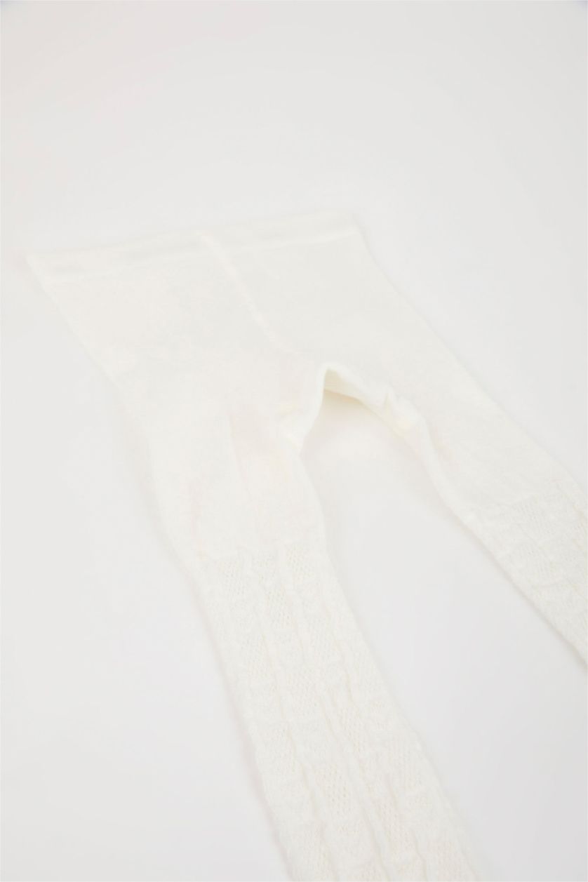 Kız Bebek Beyaz Dikişsiz Pamuklu Külotlu Çorap Kız Bebek