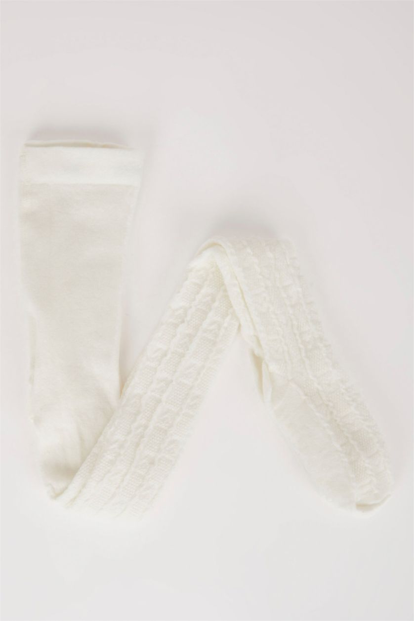 Kız Bebek Beyaz Dikişsiz Pamuklu Külotlu Çorap Kız Bebek