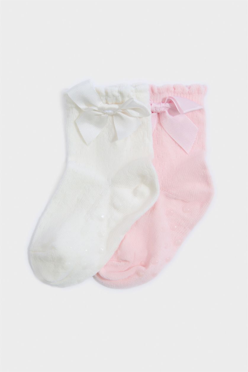 Baby Girl Karma Baby Girl Non-Slip Base 2 Piece Cotton Long Socks