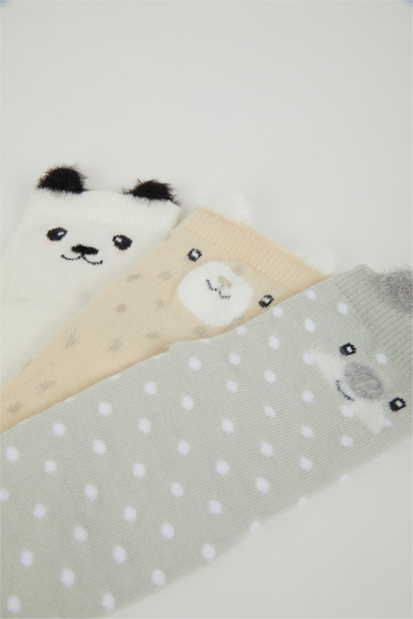 Kız Bebek Karma Kız Bebek Dikişsiz 3'lü Pamuklu Uzun Çorap