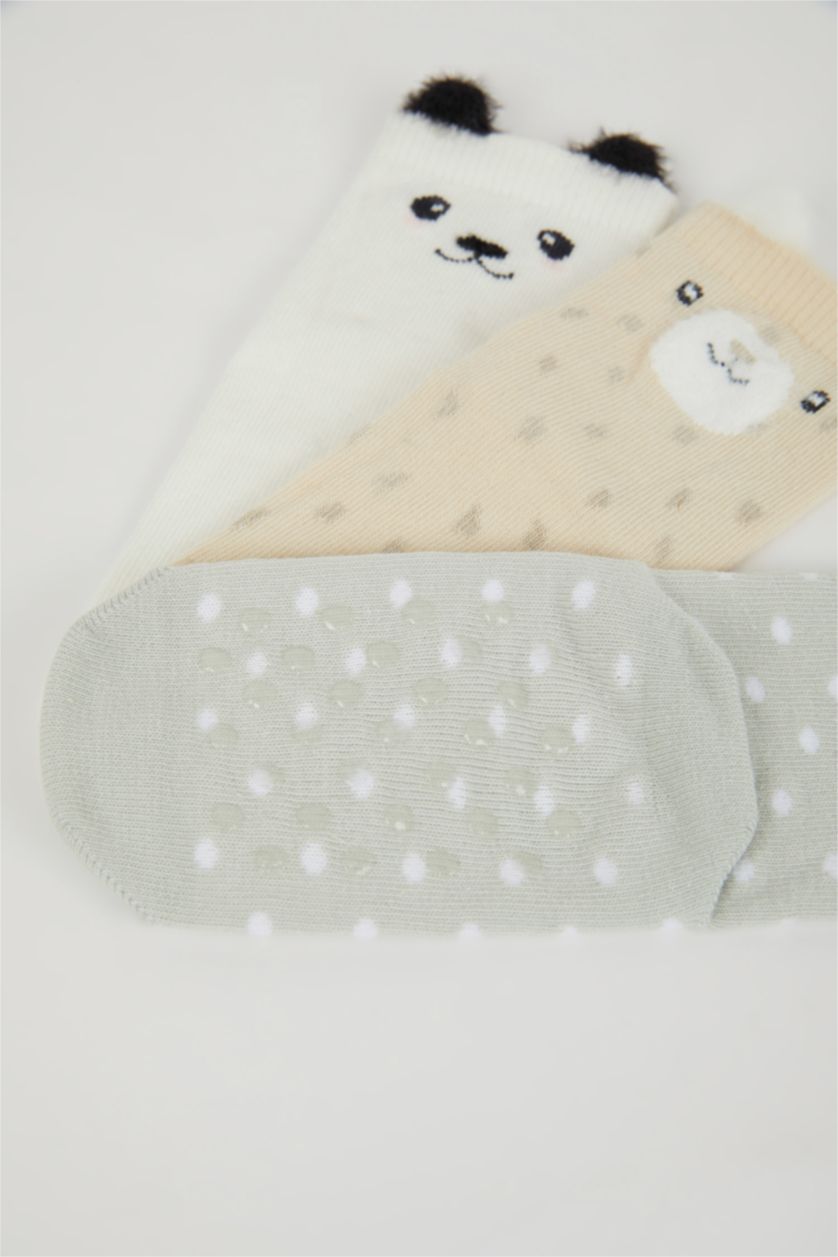 Kız Bebek Karma Kız Bebek Dikişsiz 3'lü Pamuklu Uzun Çorap