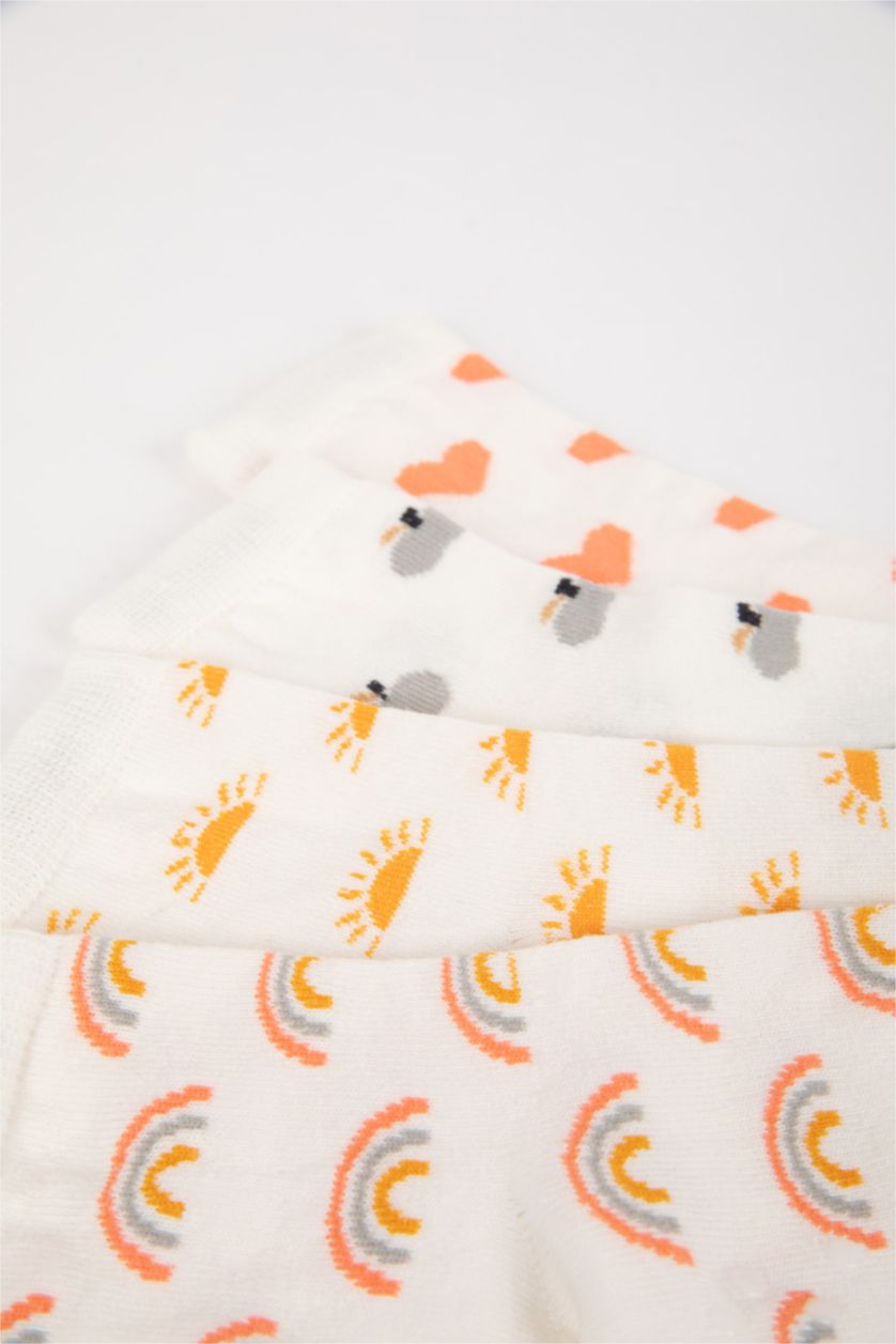 Kız Bebek Beyaz Kız Bebek Dikişsiz 4'lü Pamuklu Uzun Çorap