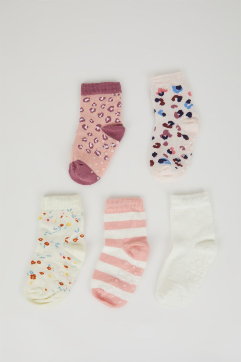 Kız Bebek Karma Kız Bebek Dikişsiz 4'lü Pamuklu Uzun Çorap