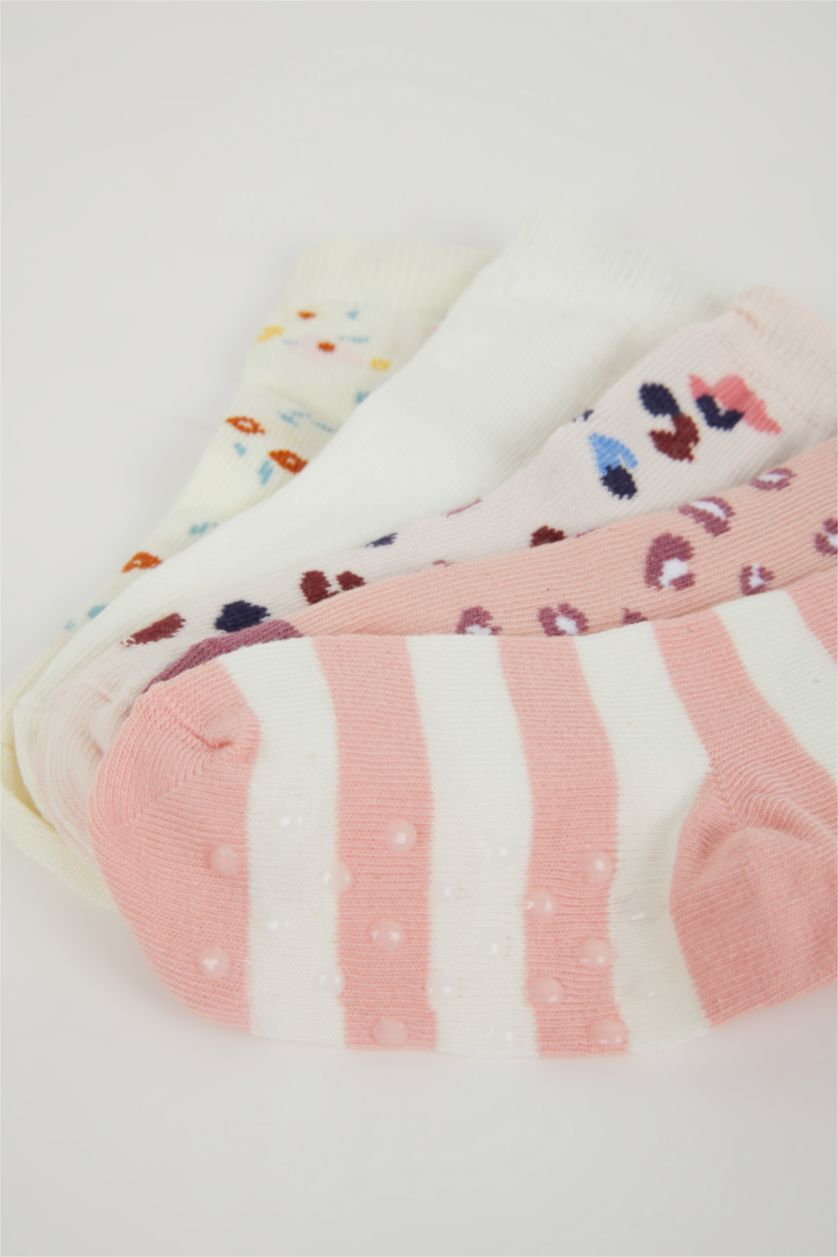 Kız Bebek Karma Kız Bebek Dikişsiz 4'lü Pamuklu Uzun Çorap