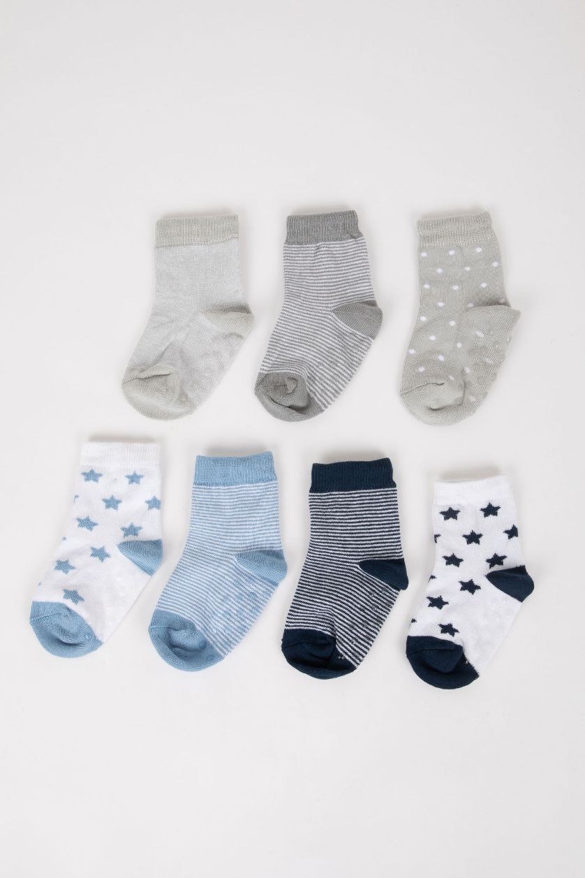 BABY BOY Karma Baby Boy Striped Seamless 7 Piece Cotton Long Socks